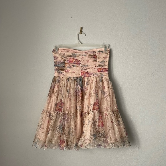 Zara Women's Pink Floral Lace Strapless Mini Dress M - Picture 4 of 4